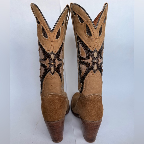 Miss Capezio Brown Suede Butterfly Western Cowgirl Boots in size 7.5 - Picture 4 of 7